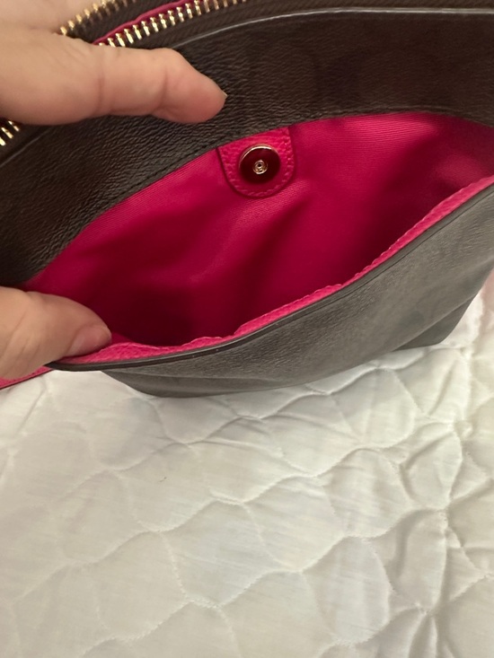 Coach Brown Signature Crossbody with Pink Trim - Picture 10 of 11